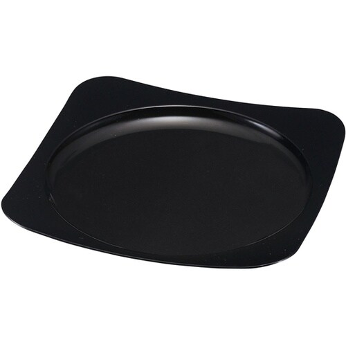 隅丸満月そば皿 黒クリヤータタキ 451