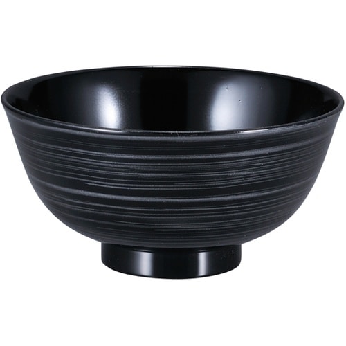 A寿光飯椀(小)黒銀刷毛目 330247