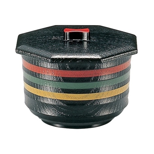 元禄木目飯器(蓋親)三色ライン(内朱)