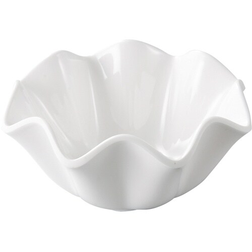メラミン φ11.6 花型深小鉢 白グロ