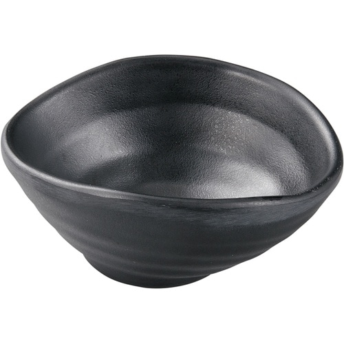 メラミン 9.8 ひねり楕円小鉢 黒マッ