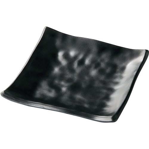 メラミン 12.7 ひねり四方上皿 黒マ