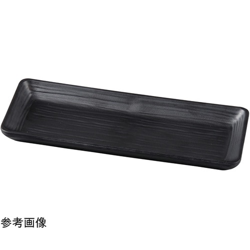 25.0 木肌長角焼物皿 黒マット 80