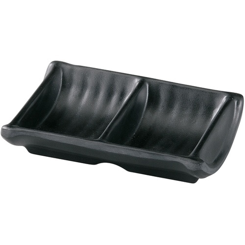 メラミン 12.1 樽割内筋二ツ切皿 黒