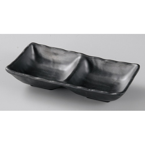 メラミン 17.7 ひねり二ツ切鉢 黒マ