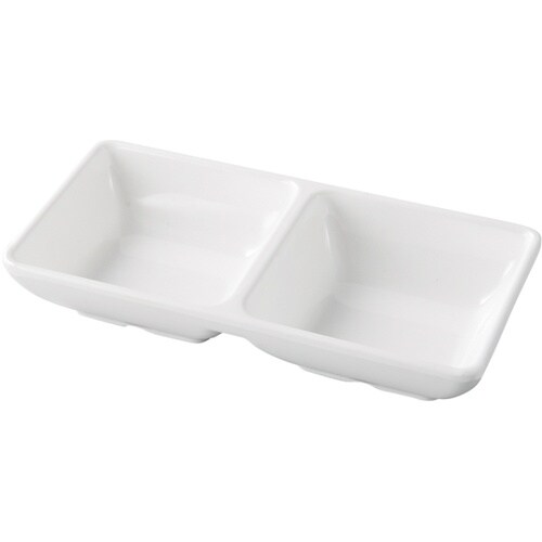 メラミン 14.8 雅二ツ切皿 白グロス