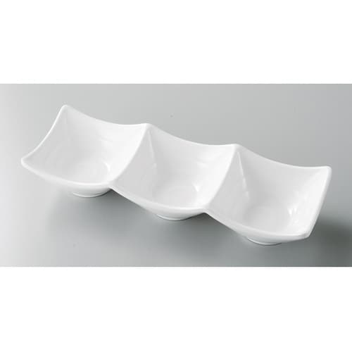 メラミン 24.3 雅四方上三ツ切鉢 白