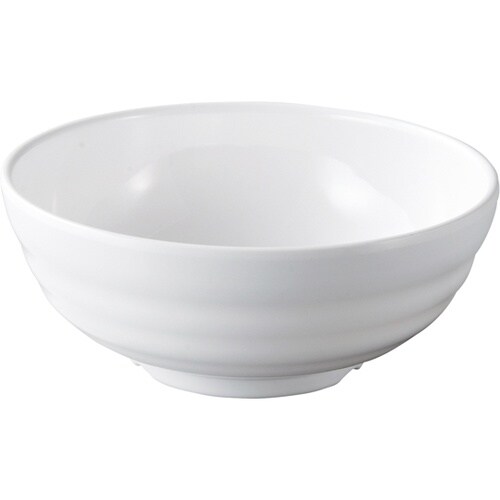 メラミン φ17.3 彩段筋浅麺鉢 白グ