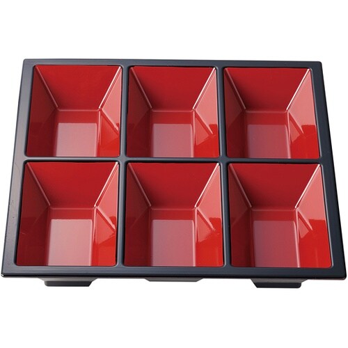 8.5寸 ABS六ッ仕切 朱天黒(裏黒)