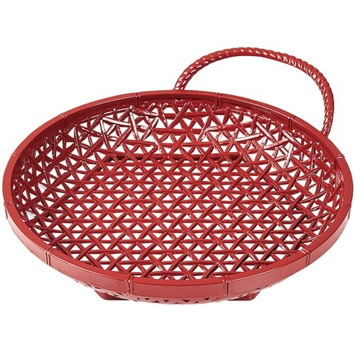 6.5寸 やすらぎ丸カゴ 朱(全面塗)