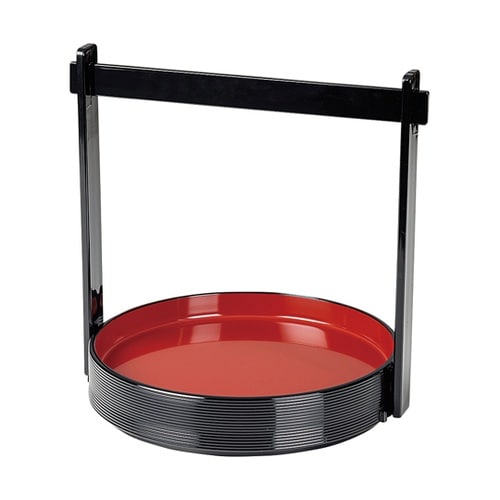 6寸 丸手提盛器 黒内朱 5102342