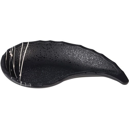 ABSともえ鉢 黒タタキ白乱糸(裏黒)