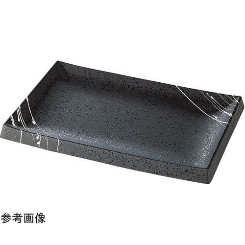 7.5寸 長角皿 黒タタキ白乱糸 500