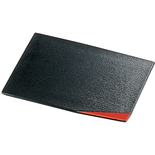 A)5寸 隅折銘々皿 黒渕朱 51076