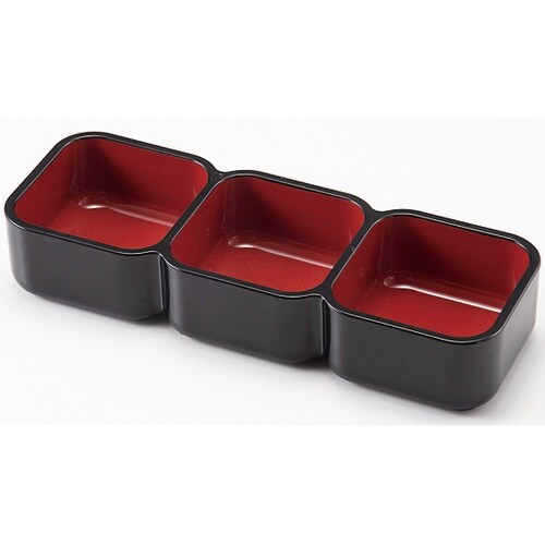 スマート三点珍味入 黒内朱 750070