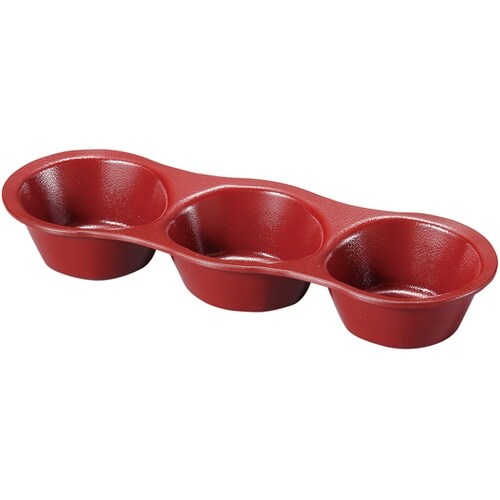 そら豆深型薬味皿 朱ゆず天目 40410