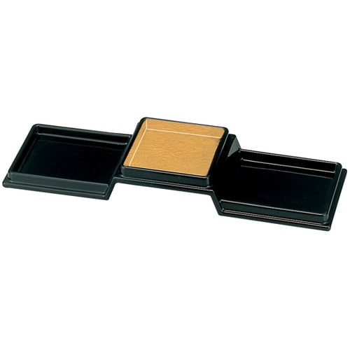 富士型三点前菜皿黒金パール塗 51272