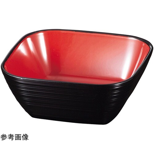 100角荒筋角丸鉢 黒内朱 210073