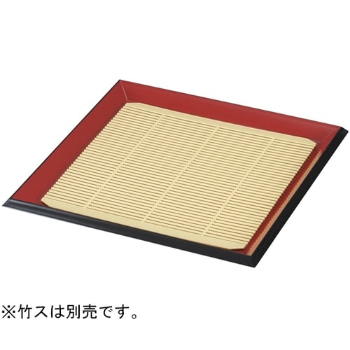 7寸 角布目そば皿 朱渕黒 451331