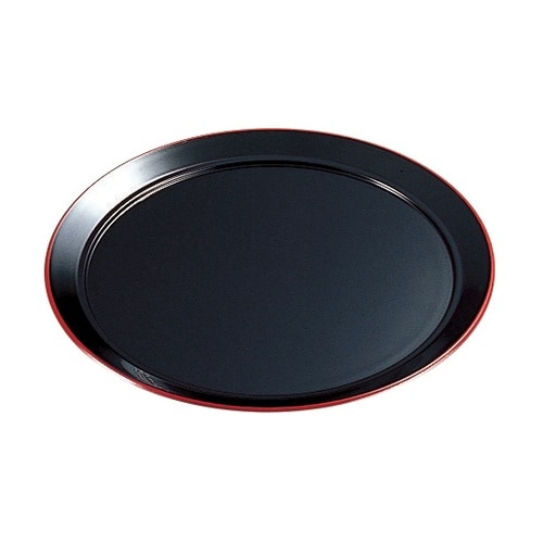 名月そば皿 オール黒天朱(全面塗 450