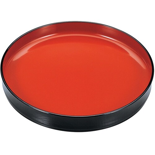 7寸 切立丸木目そば皿 黒内朱 4515