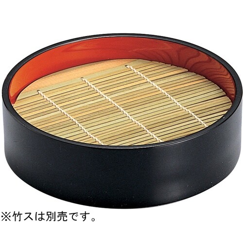 16cm 丸ザル 黒内朱(本体) 450