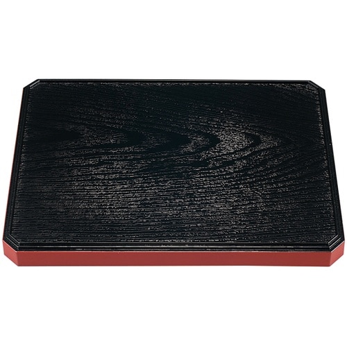 箱型隅切木目天ざる 黒渕朱(蓋) 462