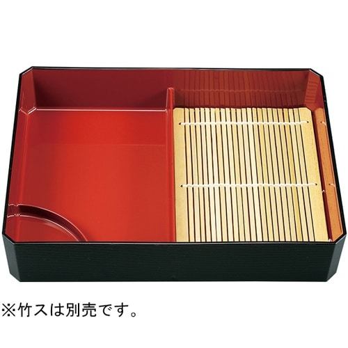 箱型隅切木目天ざる 黒内朱(親) 462