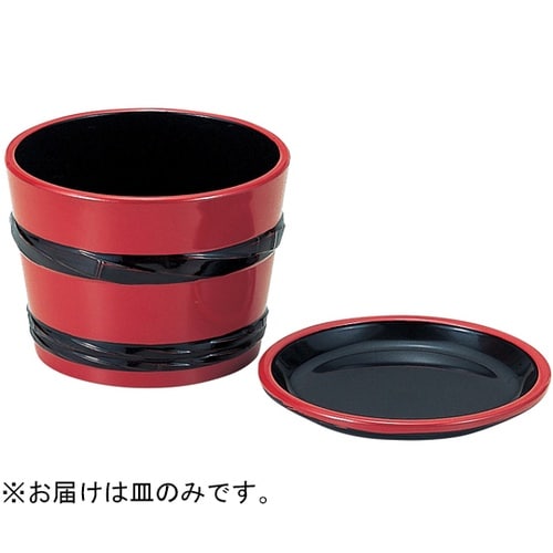 2.8寸 桶型薬味皿 黒天朱 45014