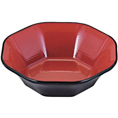 ニュー亀甲八角鉢 朱天黒 4801065