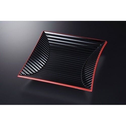 釣段角皿 黒渕朱 21005215