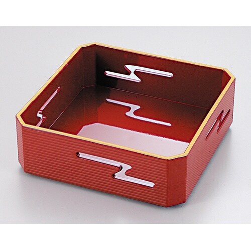 3.5寸 隅切すかし鉢 朱天金 5430