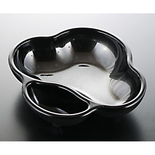 耐熱三階松タレ付小鉢 黒銀カスミ裏黒 2