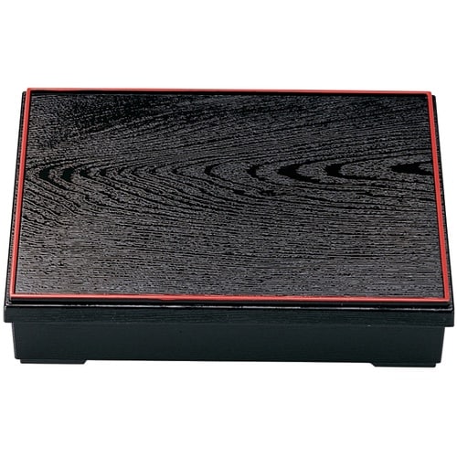 9寸 木目松花堂 黒天朱(親蓋) 210