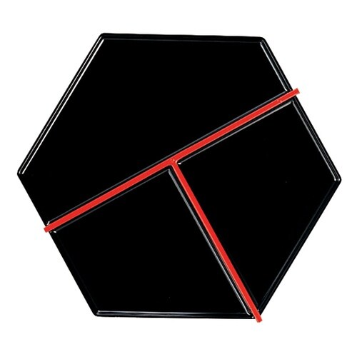 7寸 六角弁当用T仕切 黒天朱 2107