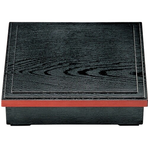 7.5寸 木目松花堂 黒渕朱(蓋・親)