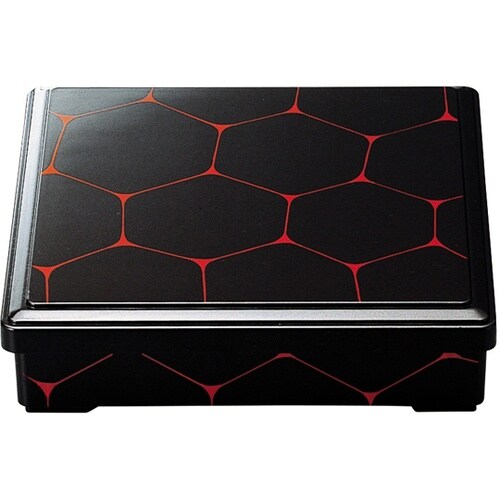 8寸 角弁当 黒亀甲(蓋親) 24063