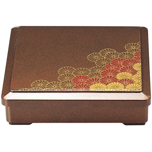 DX8寸 角弁当 梨地野菊(蓋親) 24