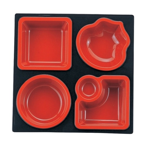 8寸 松花堂 A仕切 黒内朱 21041