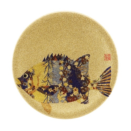 A150寿司皿 ゴールドパール 千代紙石
