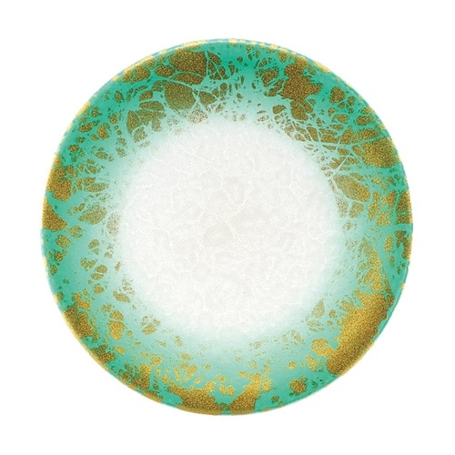 A150寿司皿 アクア 緑金雲 1300