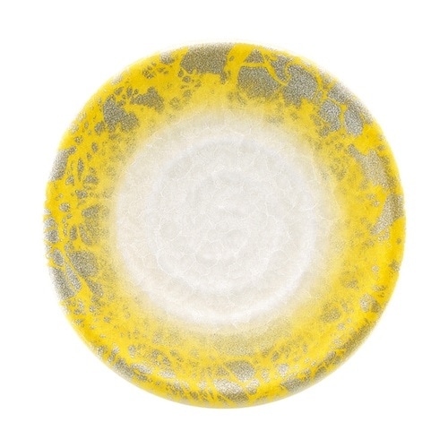 A)150渦巻き皿 アクアイエロー 銀雲