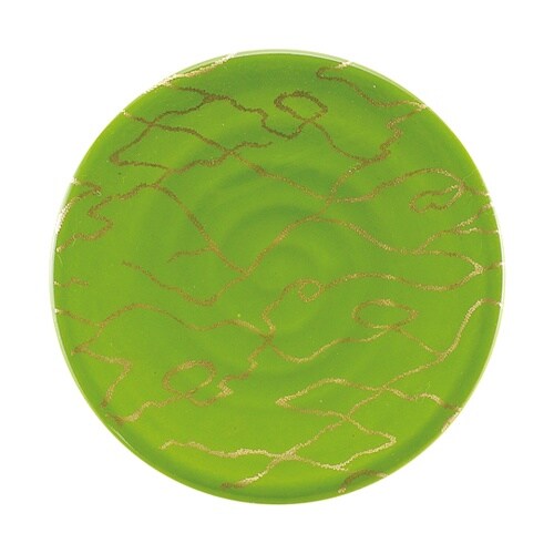 A)150渦巻き皿 ライトグーリン 金の