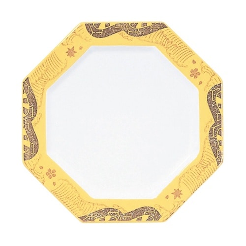 A八角寿司皿 御所車 銀杏 120224