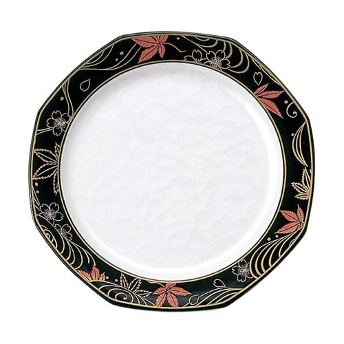 A隅丸八角皿 立田川アクア 黒 1202