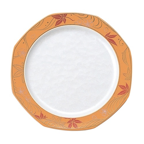 A隅丸八角皿 立田川アクア 山吹 120