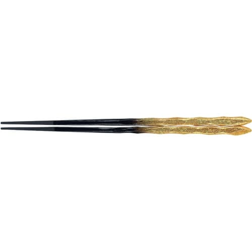 225 荒彫とんがり箸 二色金箔先黒乾漆