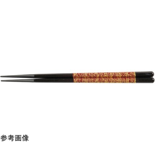 PBT22.2cm 六角木目箸 黒朱帯金