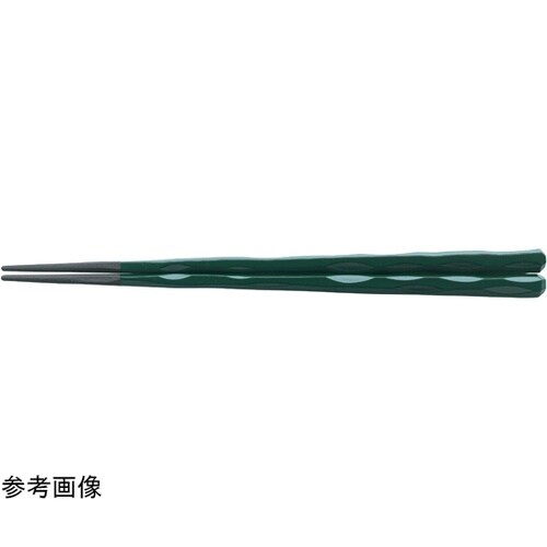 PBT24cm 六角一刀彫箸 緑塗 90