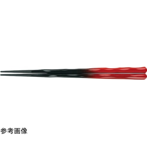 PBT22.5 六角一刀彫箸 朱黒ぼかし